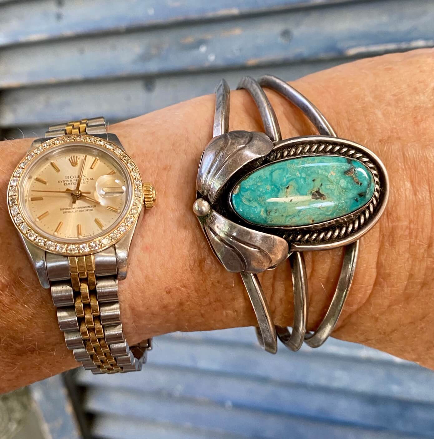 Vintage Navajo Turquoise Sterling Silver Cuff Bracelet