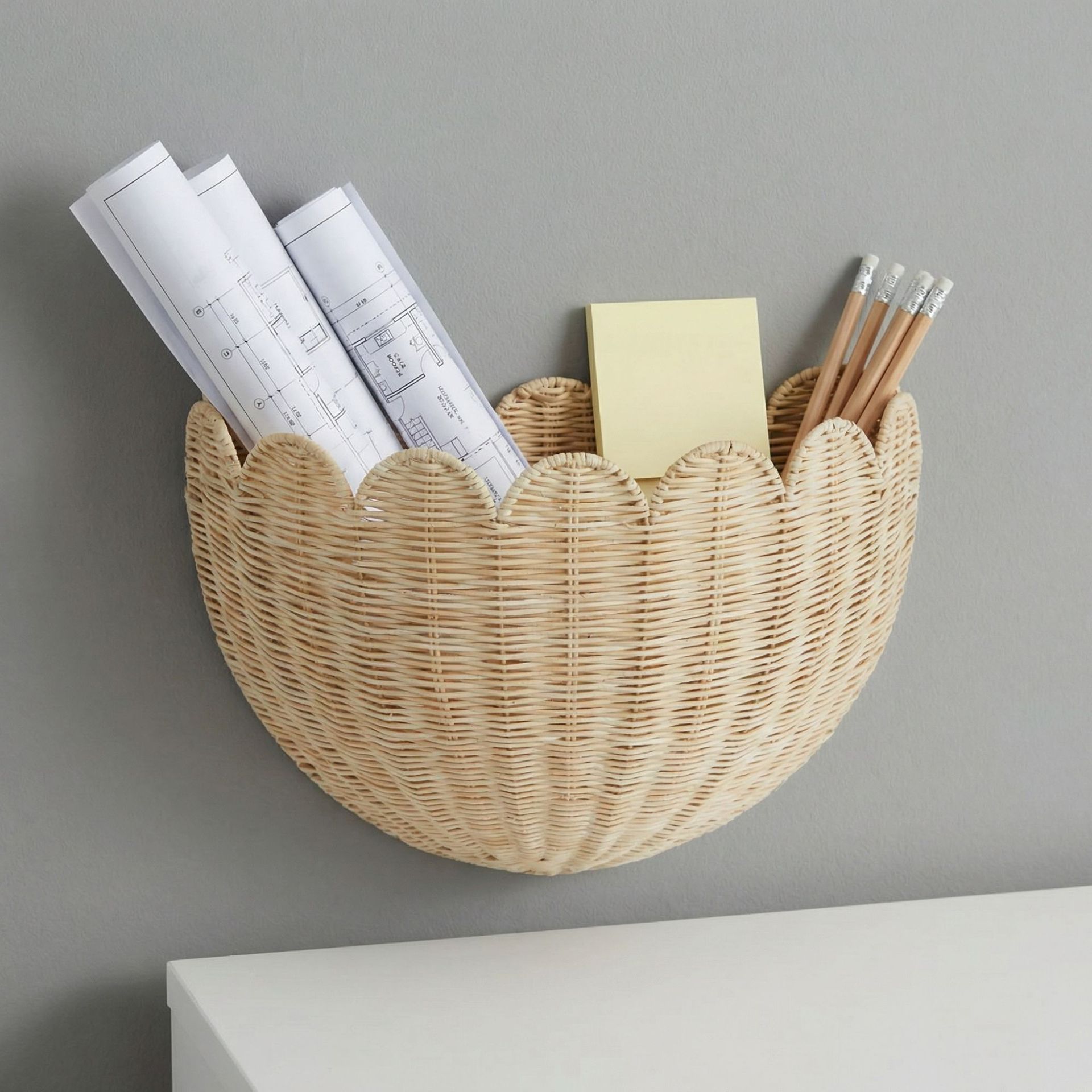 Pastoral Kaze Jun handmade rattan wall hanging home storage basket homestay decorative toys sundries storage basket rattan art