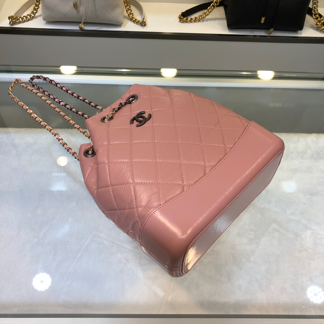 Gabrielle Small Quilted Aged Calfskin Backpack in Pink - Mocuir