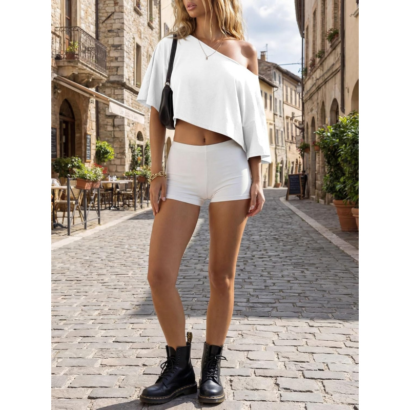 Women's Off The Shoulder Cropped Tops Batwing
