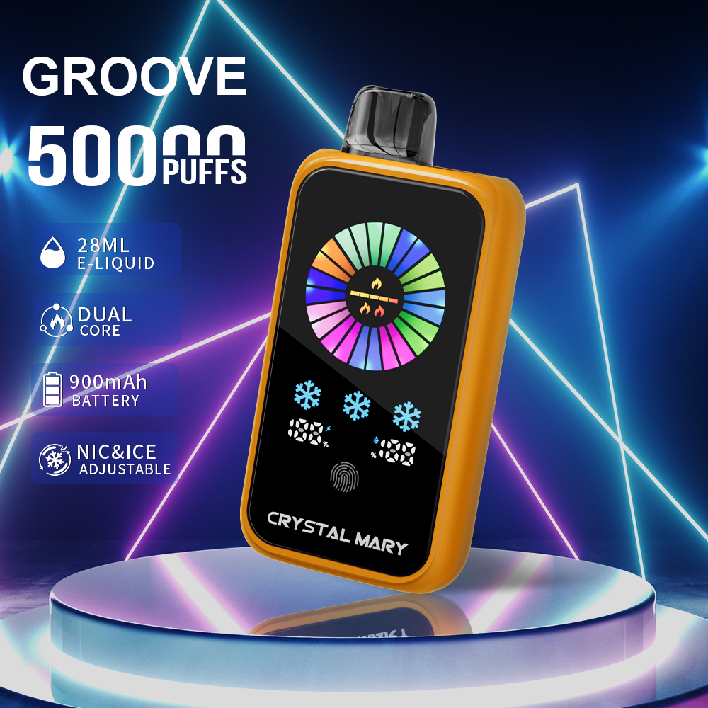 （3 pieces）Crystal Groove 50000 50k Puffs Adjustable Nicotine & Ice Control LED Display Disposable Vape EU Warehouse