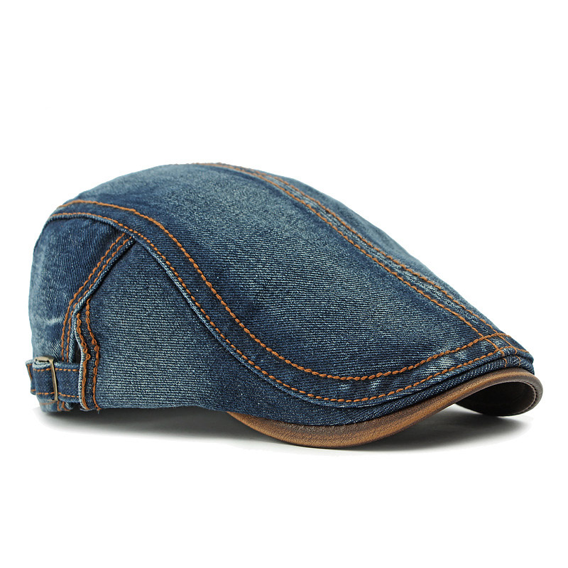 Men's Retro Denim Washed Adjustable Beret