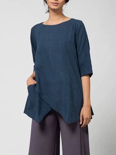Cotton-Linen Irregular Hem Top