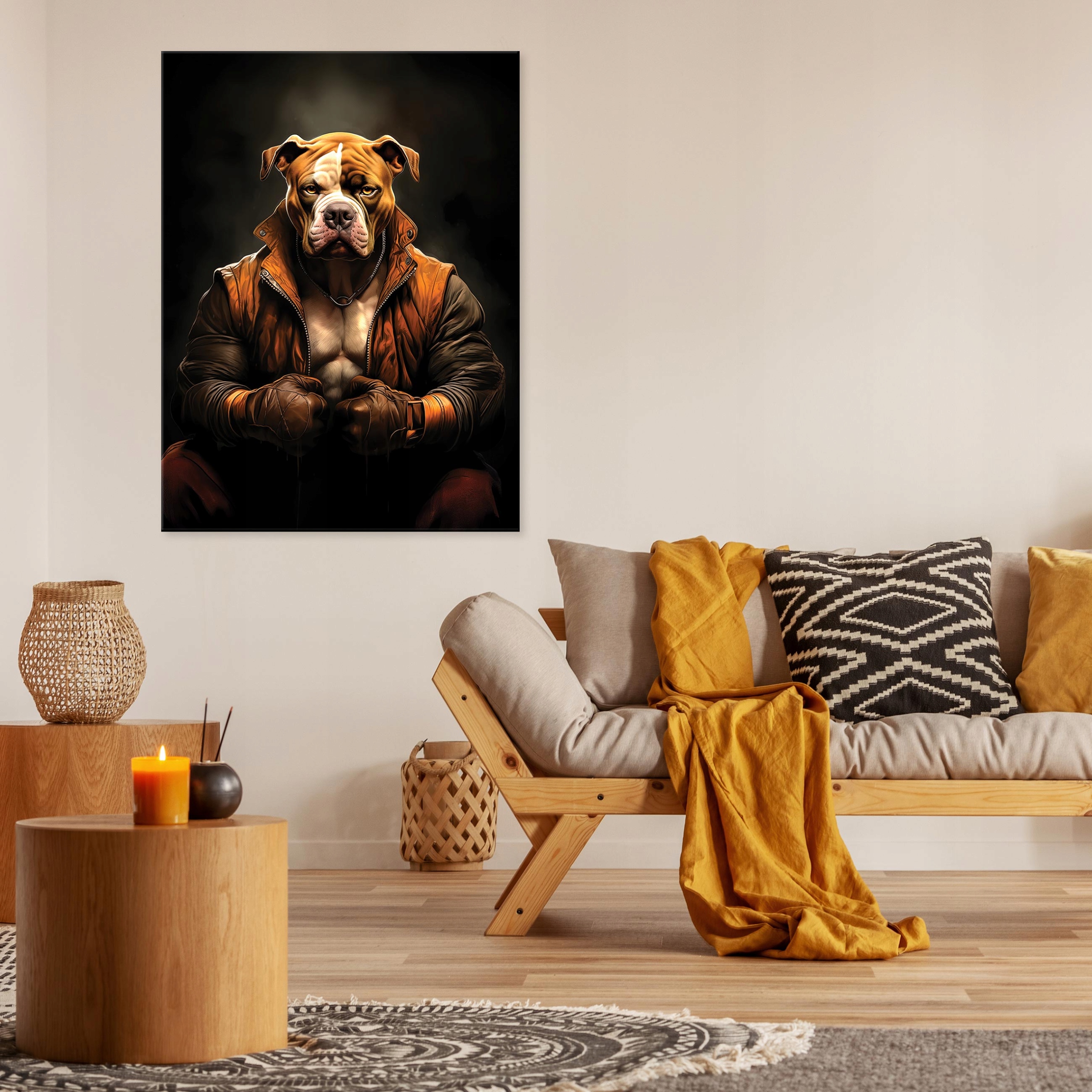Canvas painting wall pit bull abstract for bedroom office 40x30
