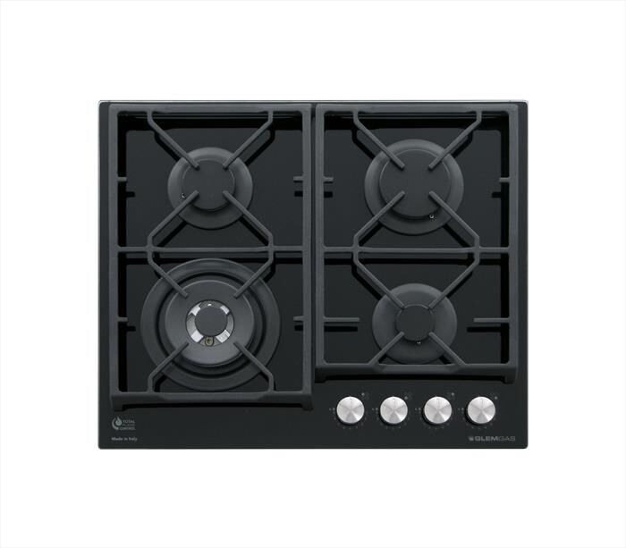 GLEM GAS - Piano cottura a gas GV64TXBK 4 fuochi 60cm-Nero Lucido