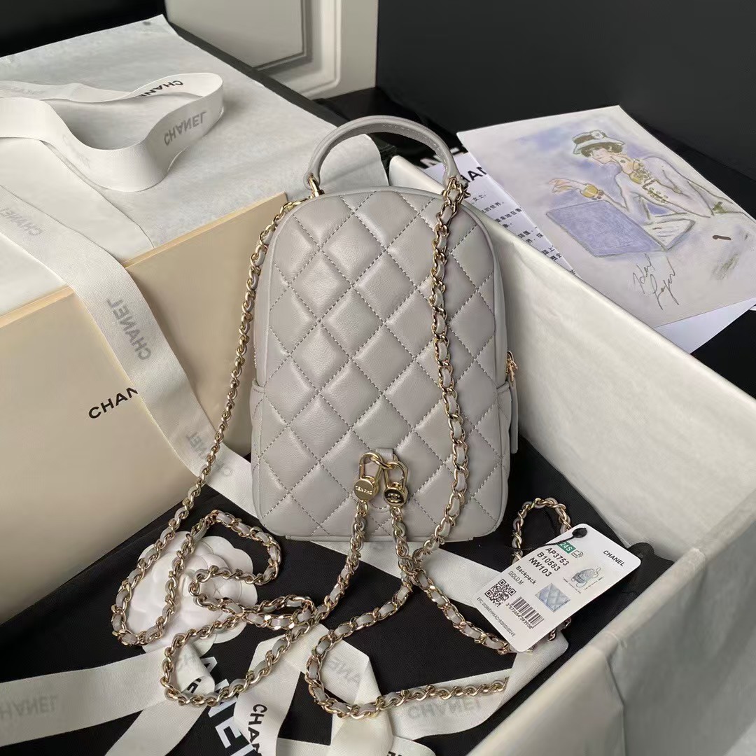 24C AP3573 Mini Backpack Lambskin Gold Metal Grey