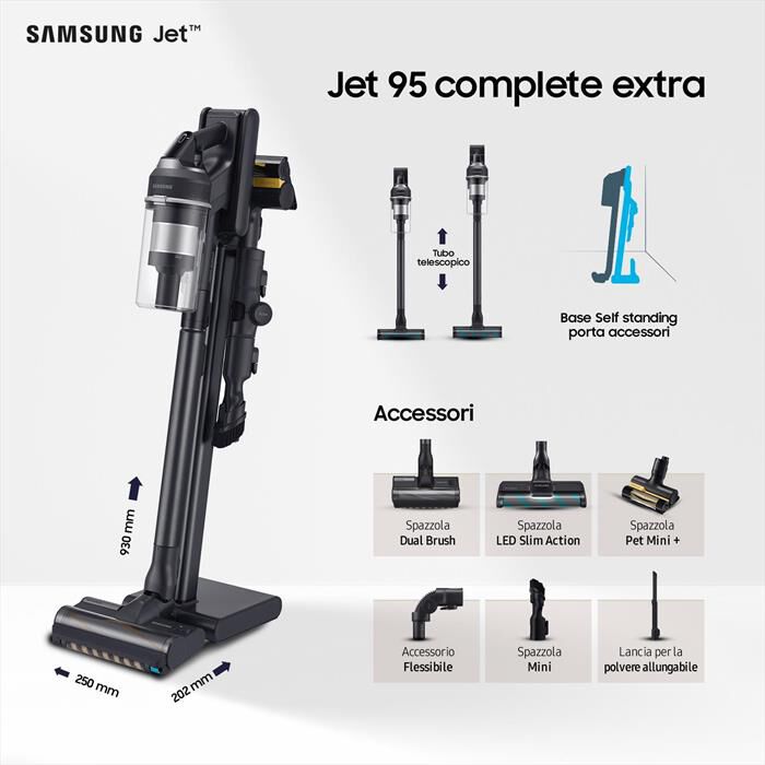 SAMSUNG - Scopa elettrica JET 95 COMPLETE EXTRA VS20C9554TK-SATIN BLACK