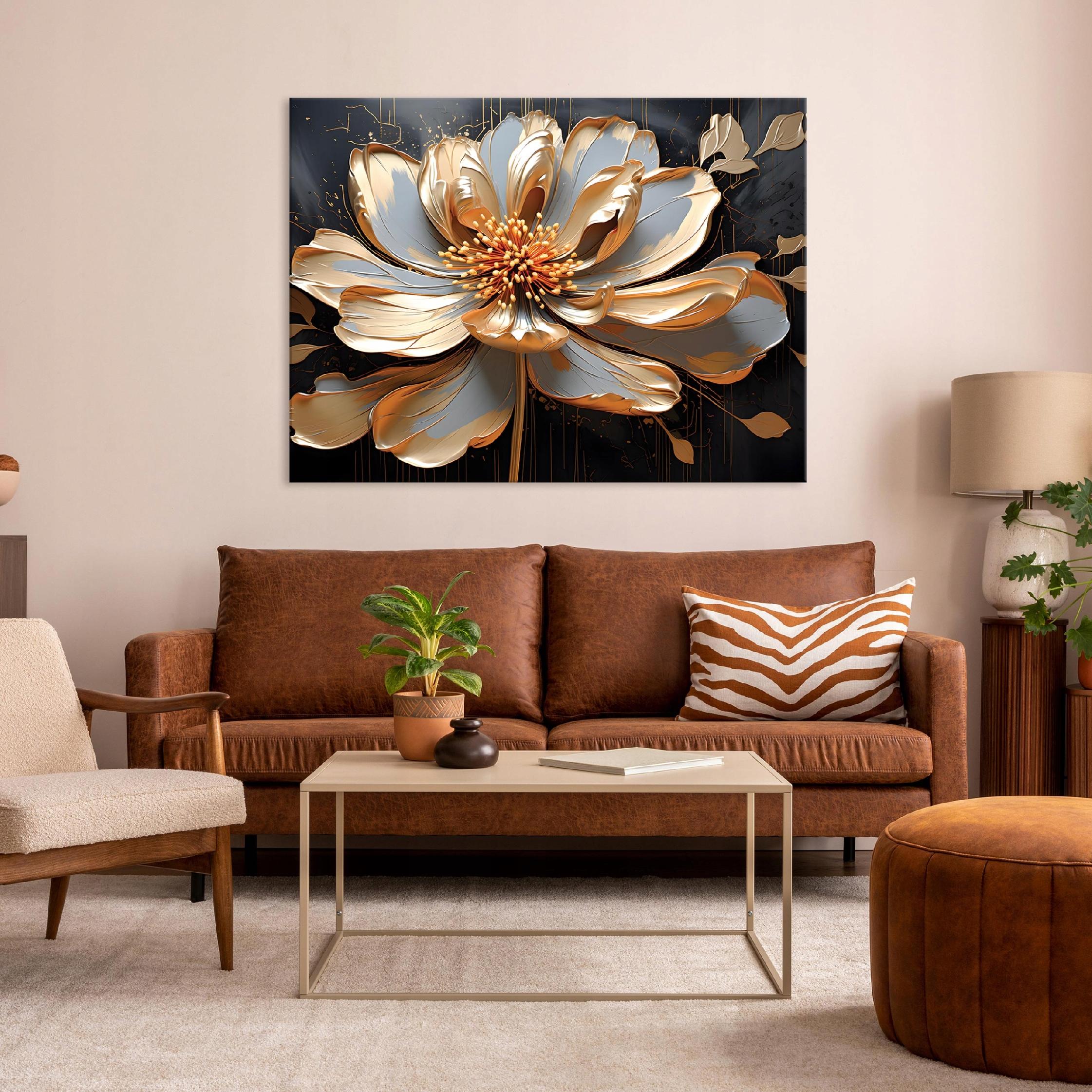 Abstract painting, 3D lily flower on canvas, wall art for bedroom or living room, 60x40