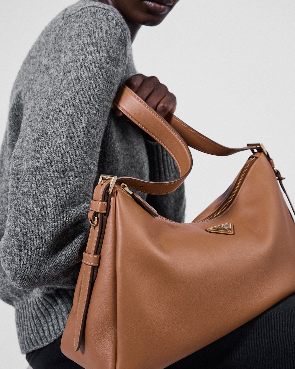 Aim??e Large Leather Shoulder Bag