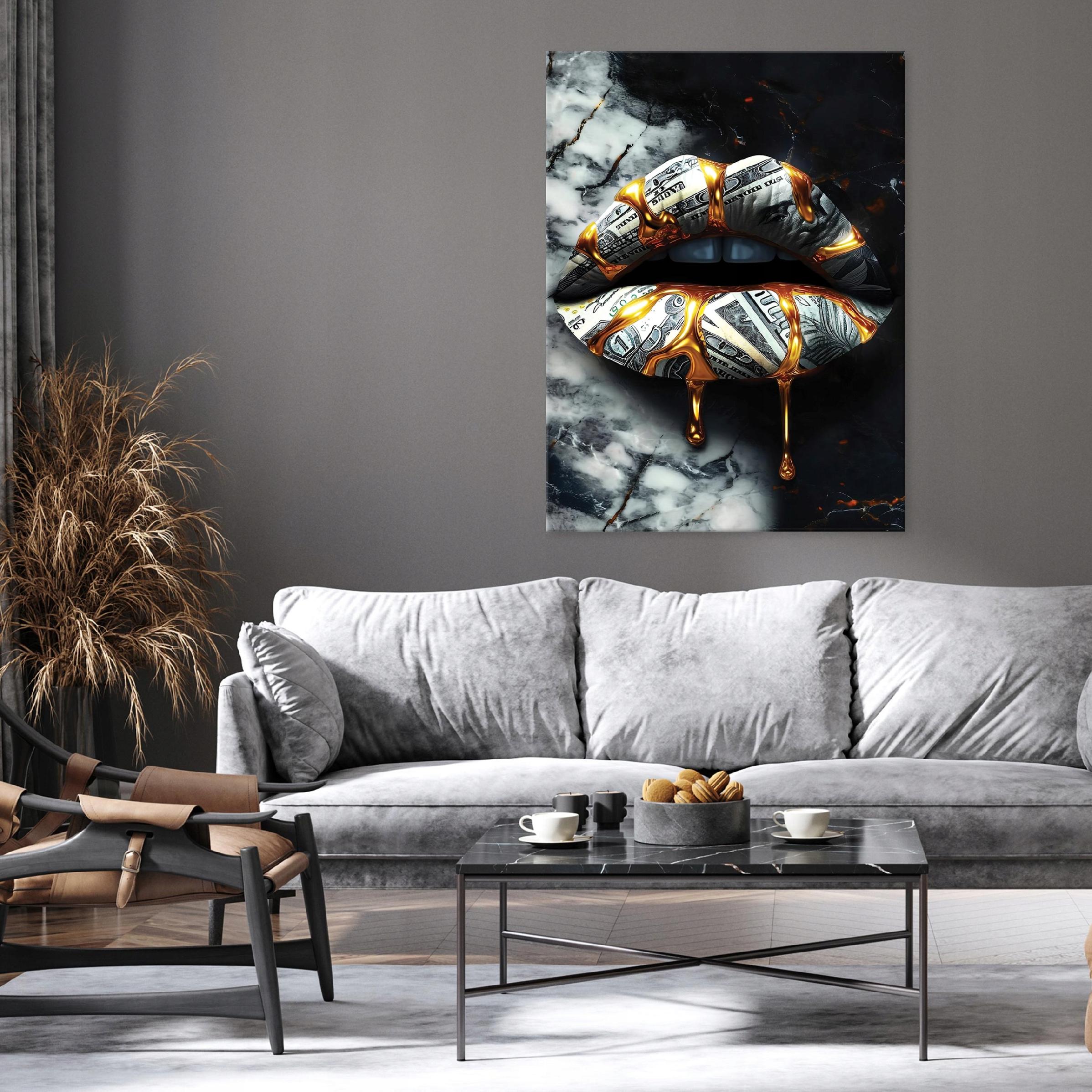 Canvas painting wall woman mouth marble large for bedroom living room 40x30