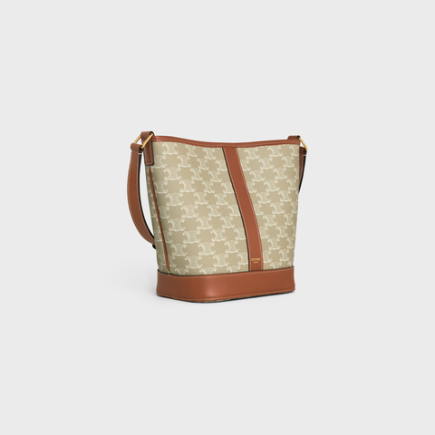 SMALL BUCKET IN TRIOMPHE CANVAS AND CALFSKIN GREGE