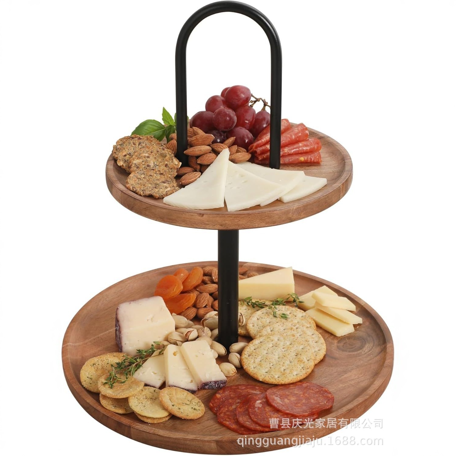 Western-style wooden bread steak tray desktop fruit cake set plate household wooden dim sum round plate