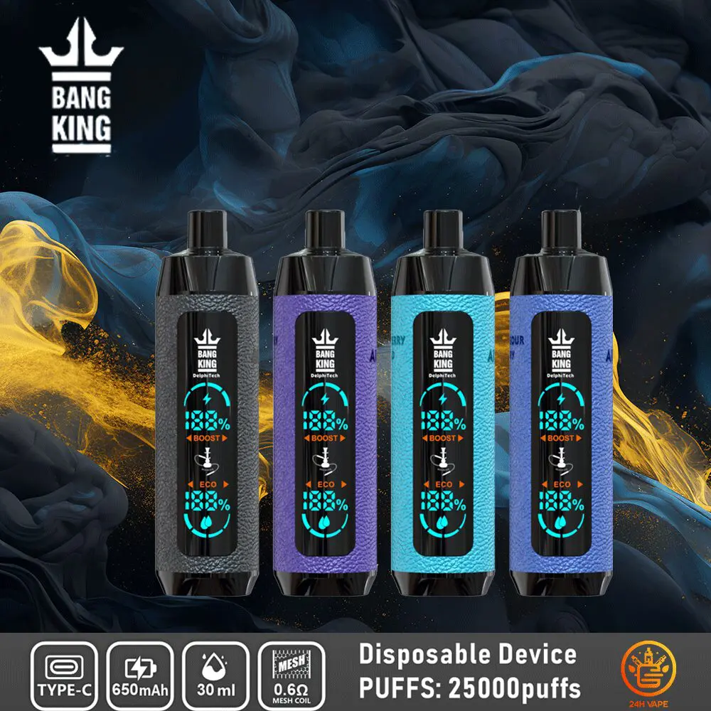 （3 pieces）Bang King Shisha 25000 25K Puffs Newest LED Display Leather Disposable Vape Pen