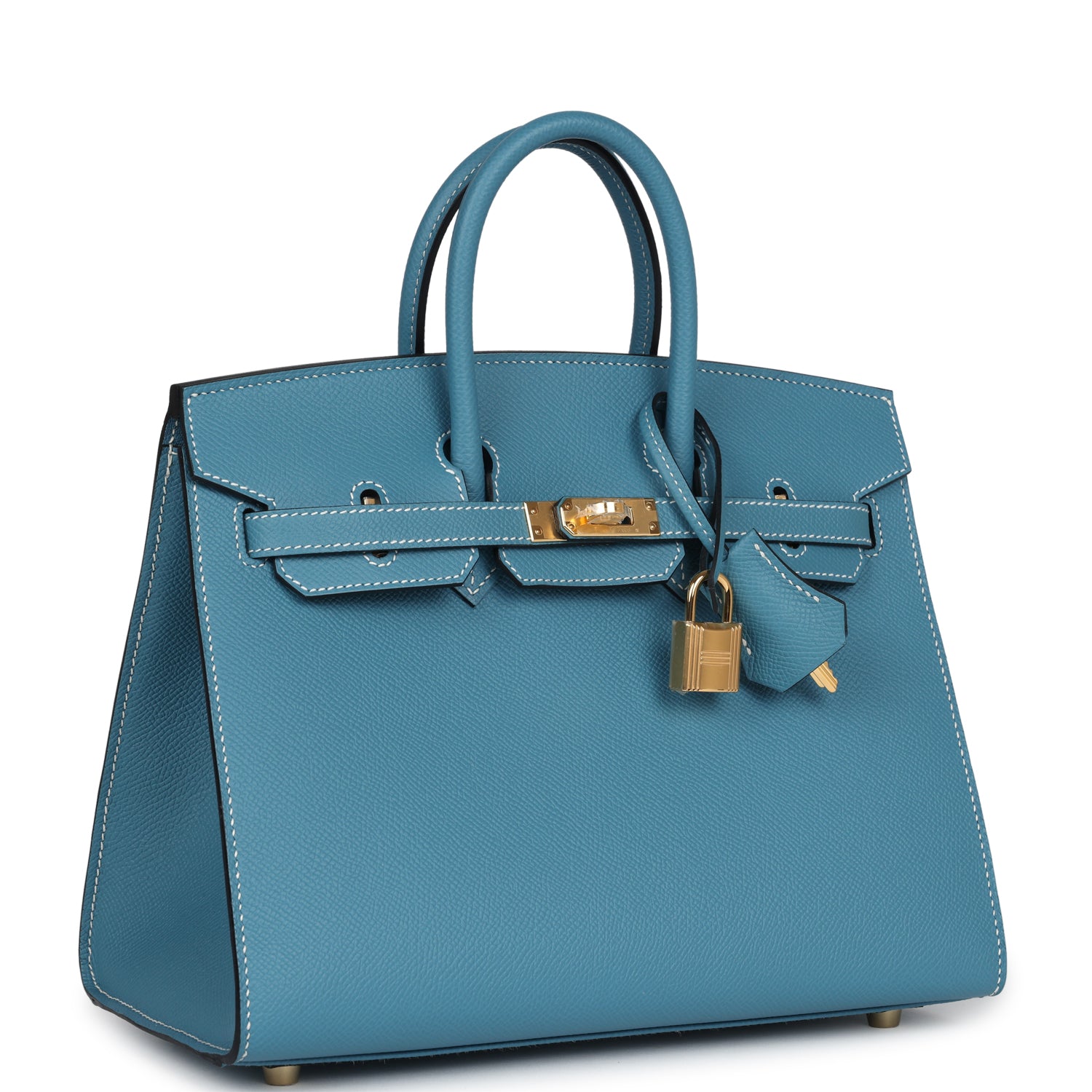 Birkin Sellier 25 Blue Jean Epsom Gold Hardware