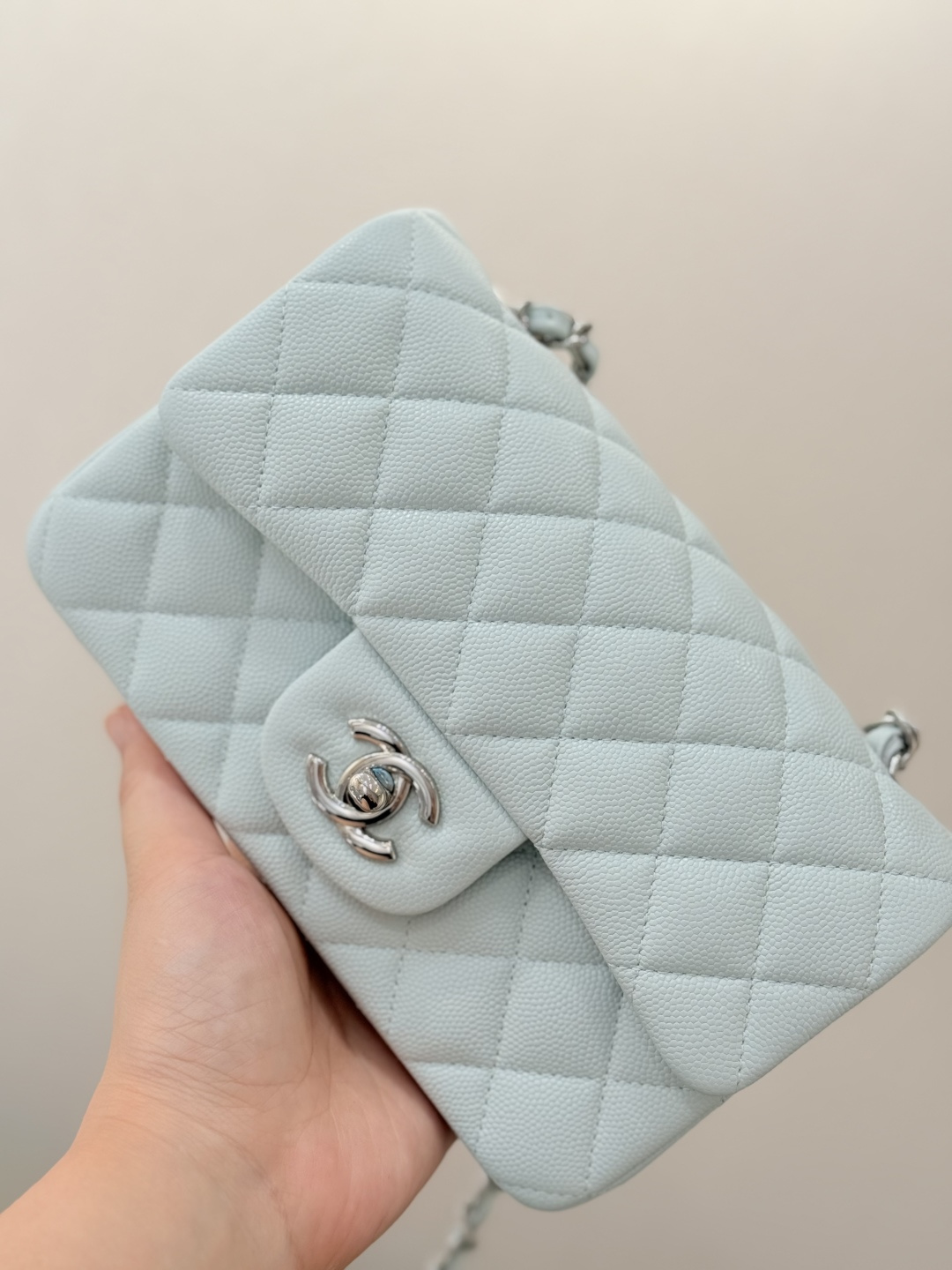 Mini Classic Flap Handbag（Light Teal） - Mocuir