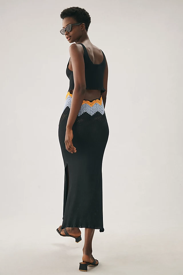 Delicate Slim Crochet Dress BLACK