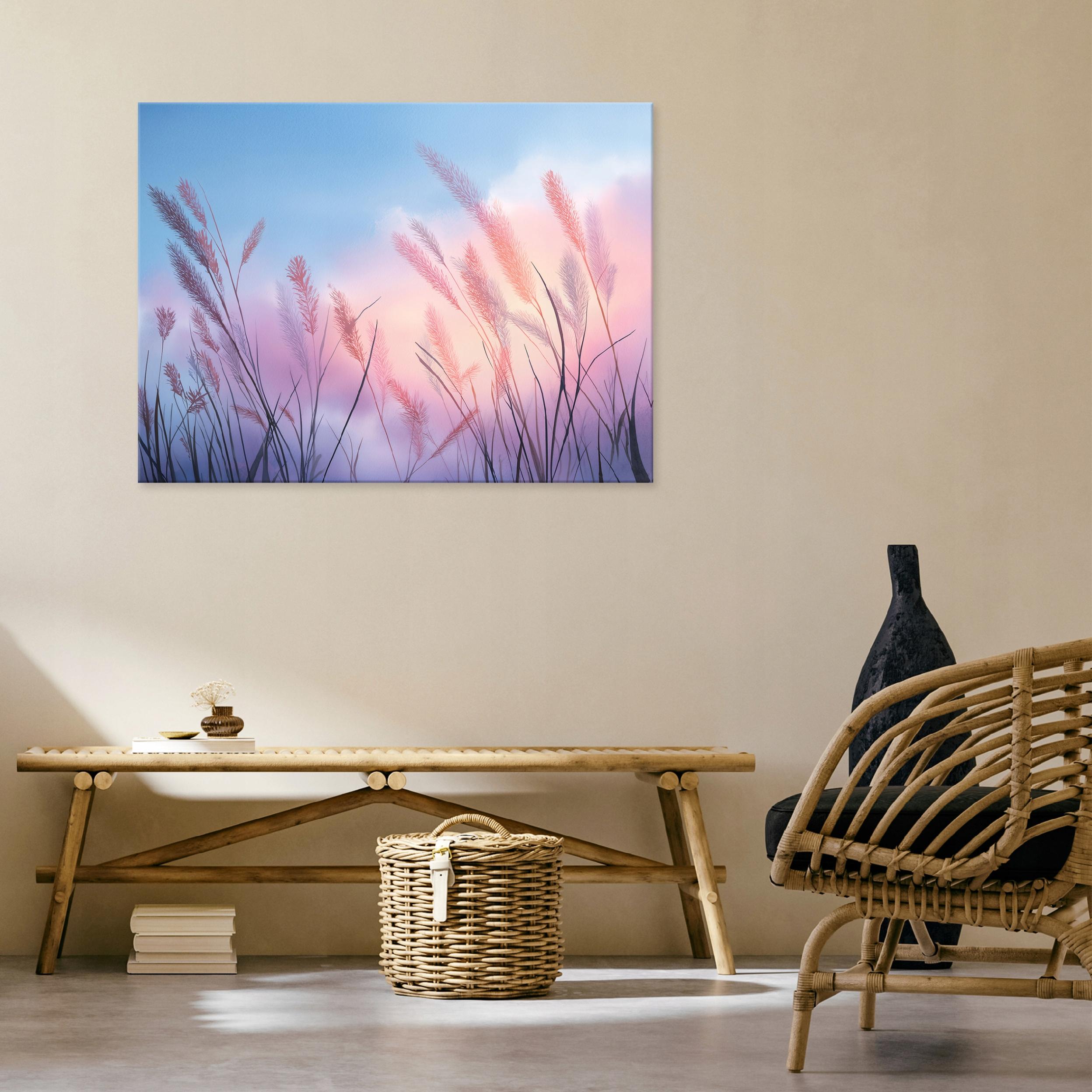 Pampas grass nature landscape painting for bedroom or living room on canvas, 40x30
