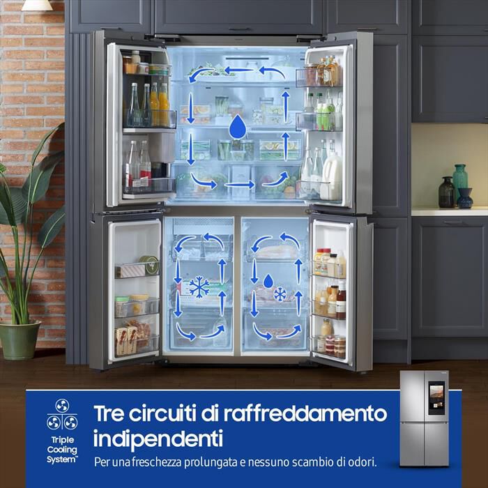 SAMSUNG - Frigorifero 4 porte RF65DG9H0ESREF Classe E 637 lt-Inox Spazzolato