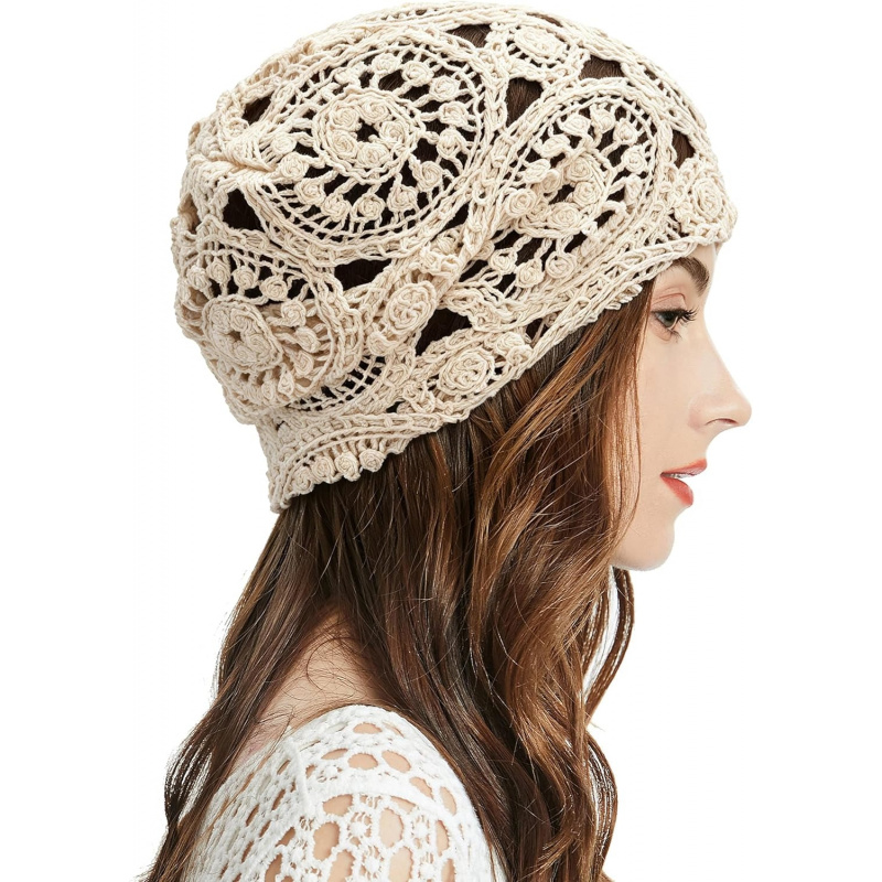 Women's Cotton Crochet Slouchy Beanie Hat