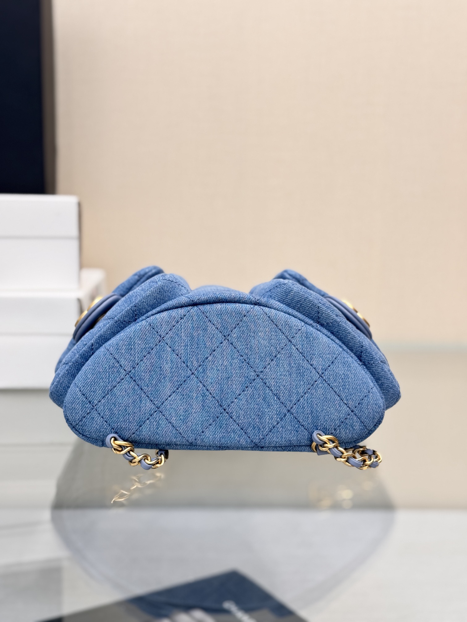 Drawstring Bucket Backpack（Light Denim Blue） - Mocuir