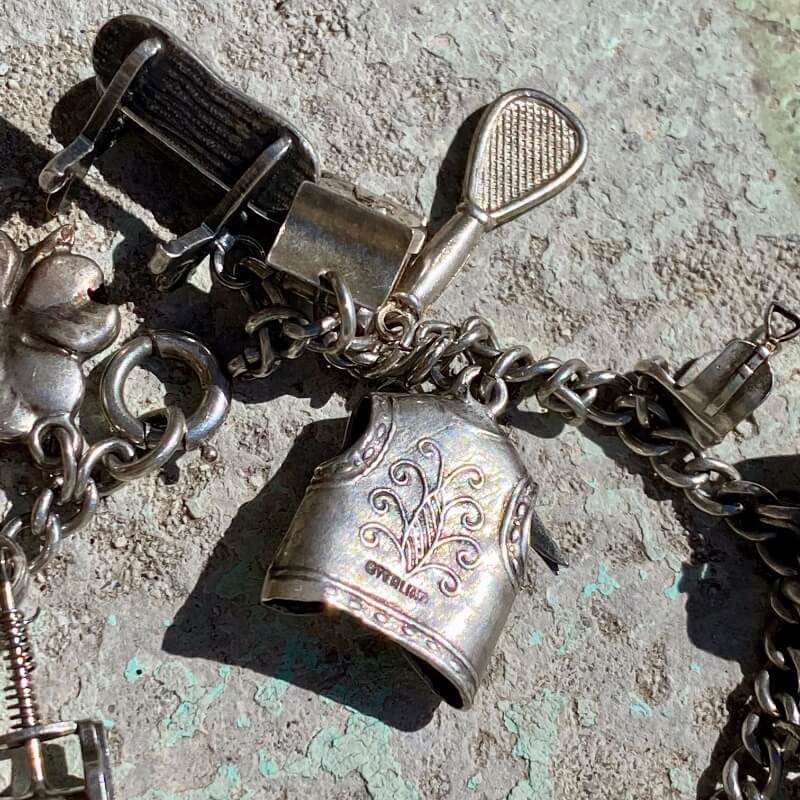 1940s Sterling Silver 23 Charm Bracelet
