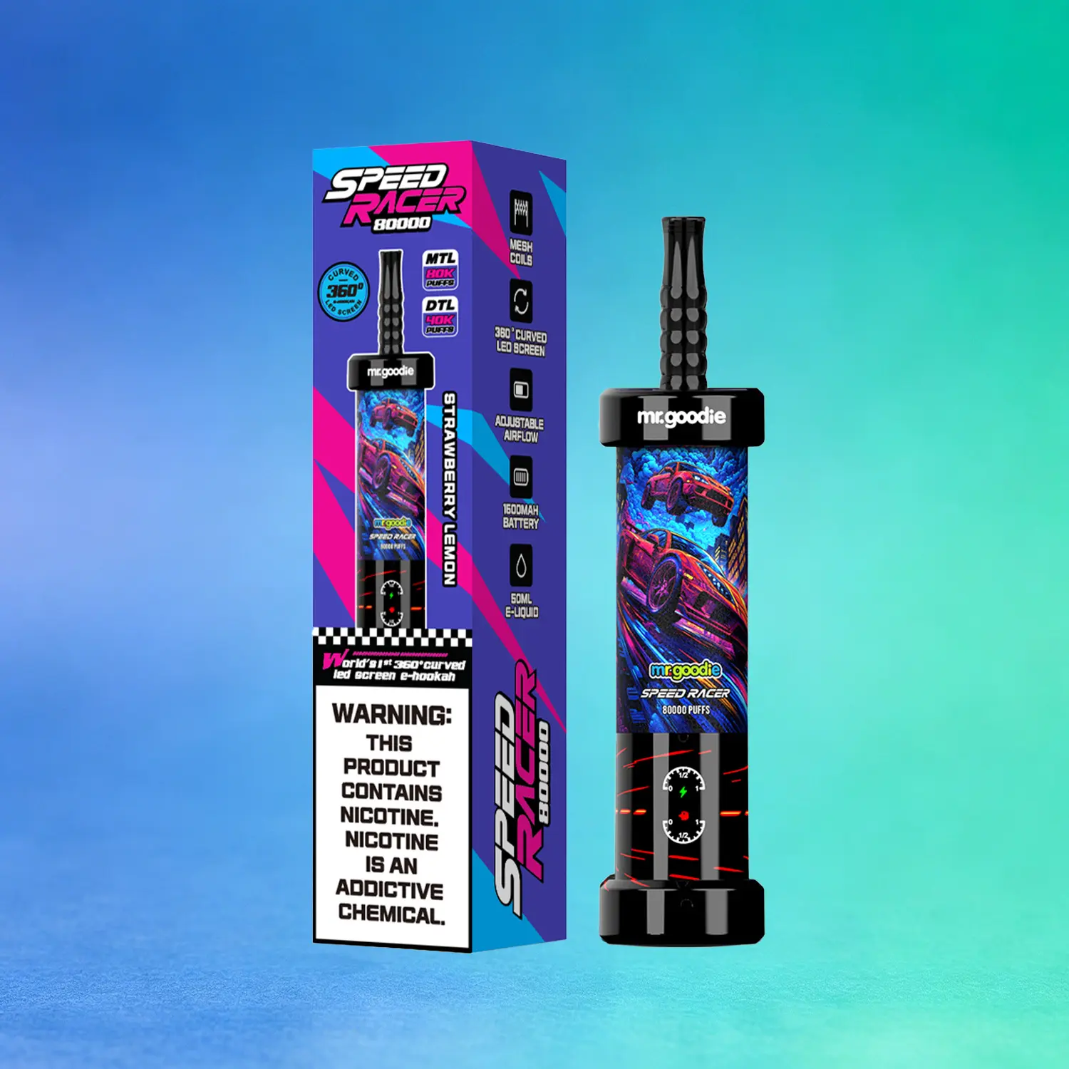 Mr. Goodie Speed Racer 80K 80000 Puffs Disposable Vape Dual Mode Rechargeable LED Display E-Cigarette