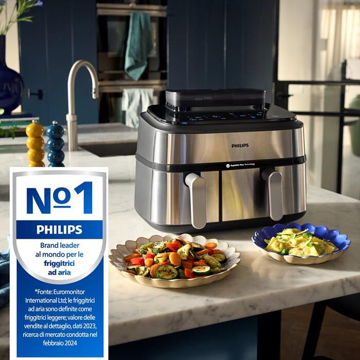 PHILIPS - AIRFRYER SERIE 5000 DA 9L COTTURA VAPORE NA555/00-Inox