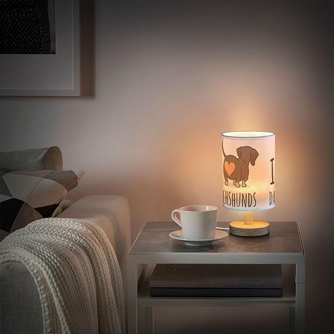 TWINKLETALE Table Lamp Cute Dachshund Dog I Love Dachshunds Heart Butt Nightstand Lamp