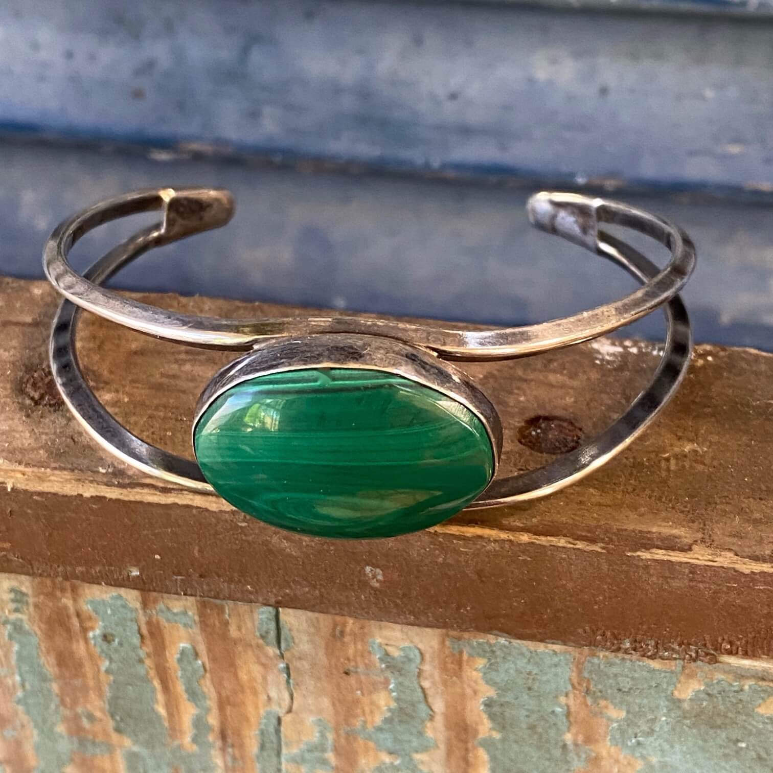 Southwestern Malachite Sterling Silver Cuff Bracelet