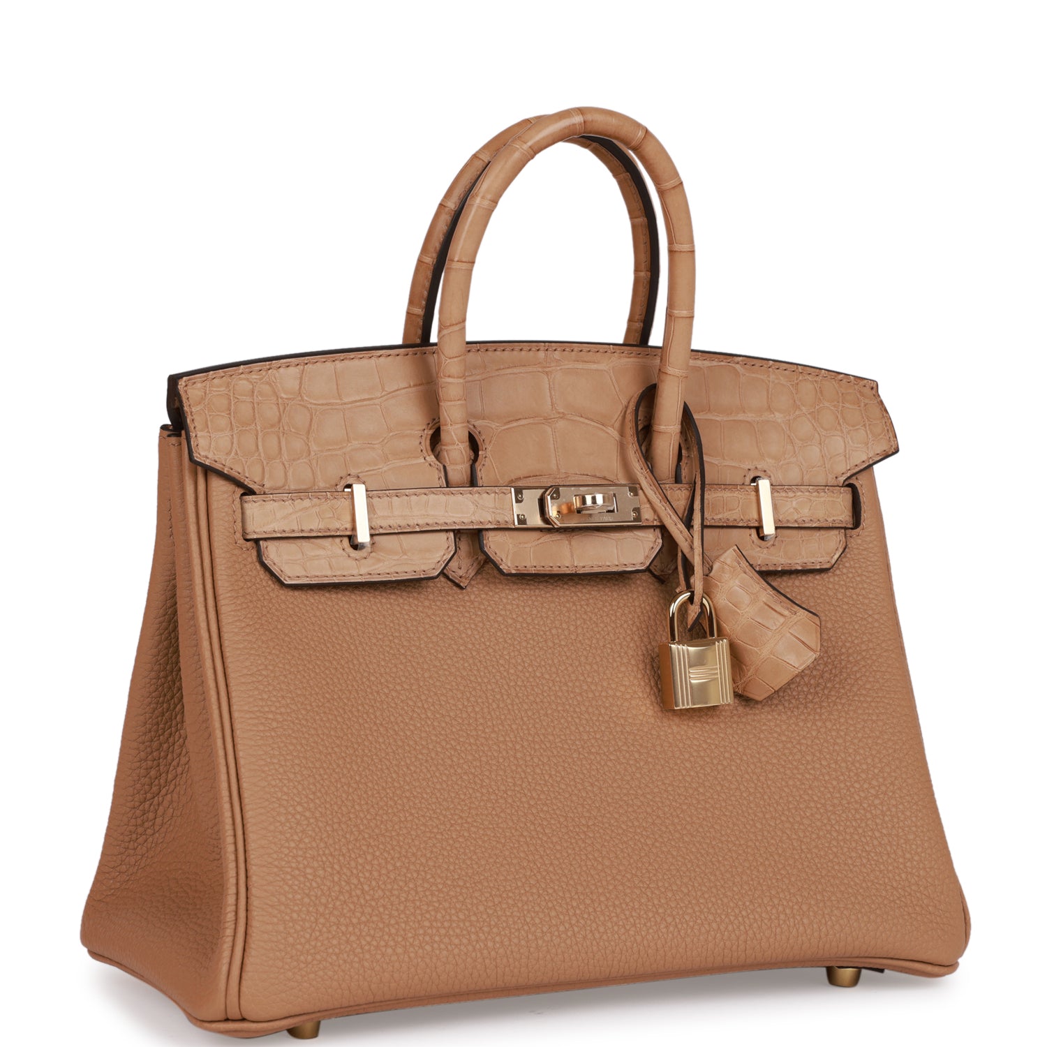 Birkin 25 Chai Matte Alligator and Togo Touch Permabrass Hardware