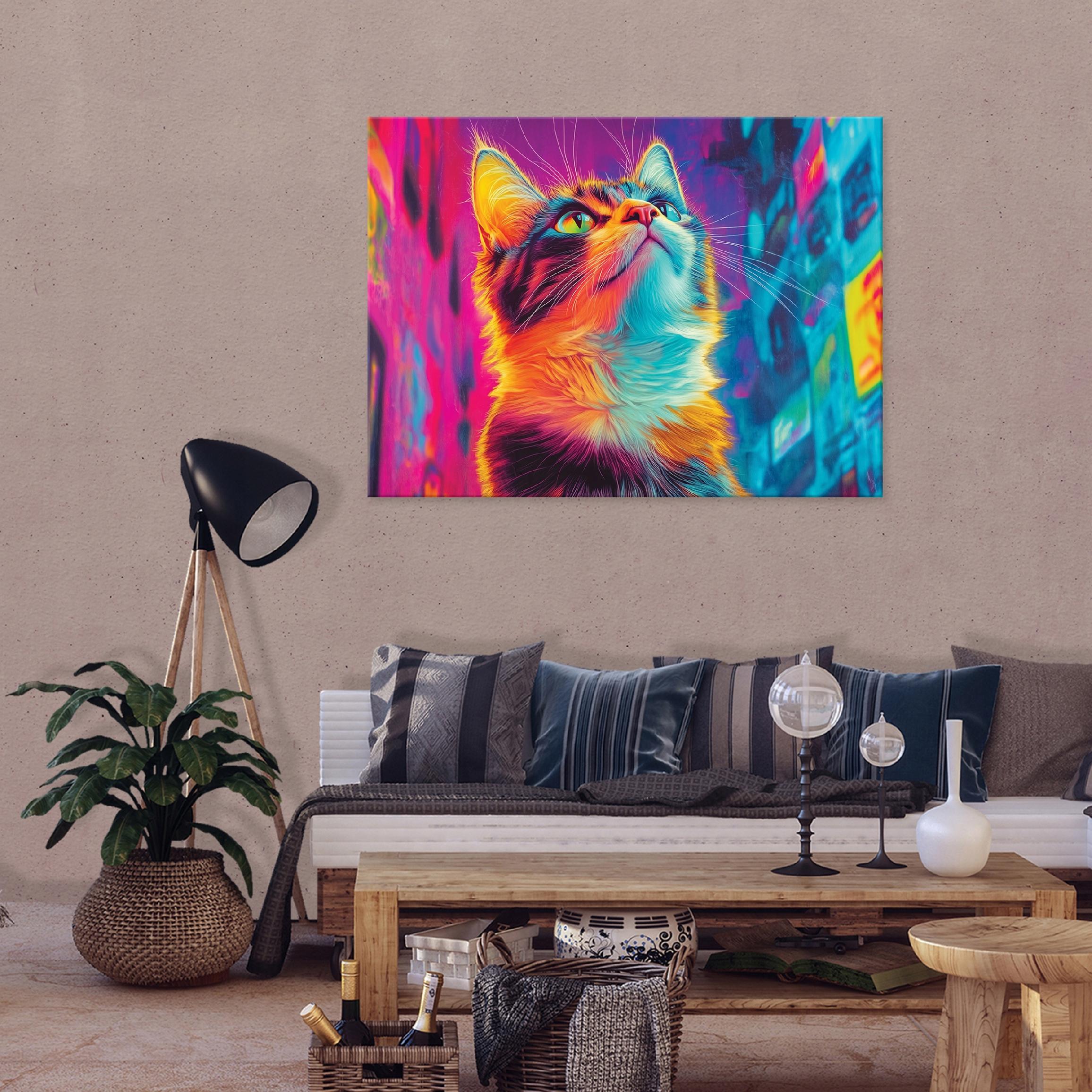 Abstract cat canvas wall art for a child's room, 40x30