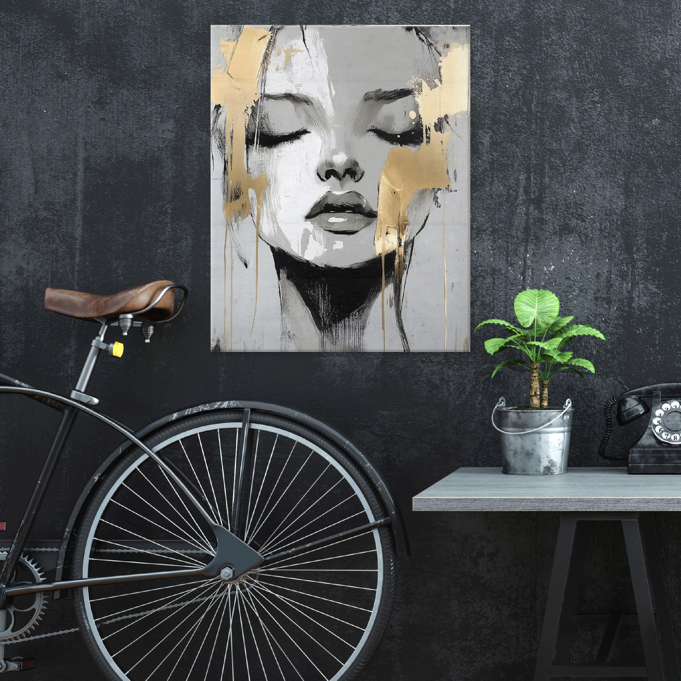 Painting of a woman's face in a glamorous style for the bedroom or living room, on canvas, 40x30