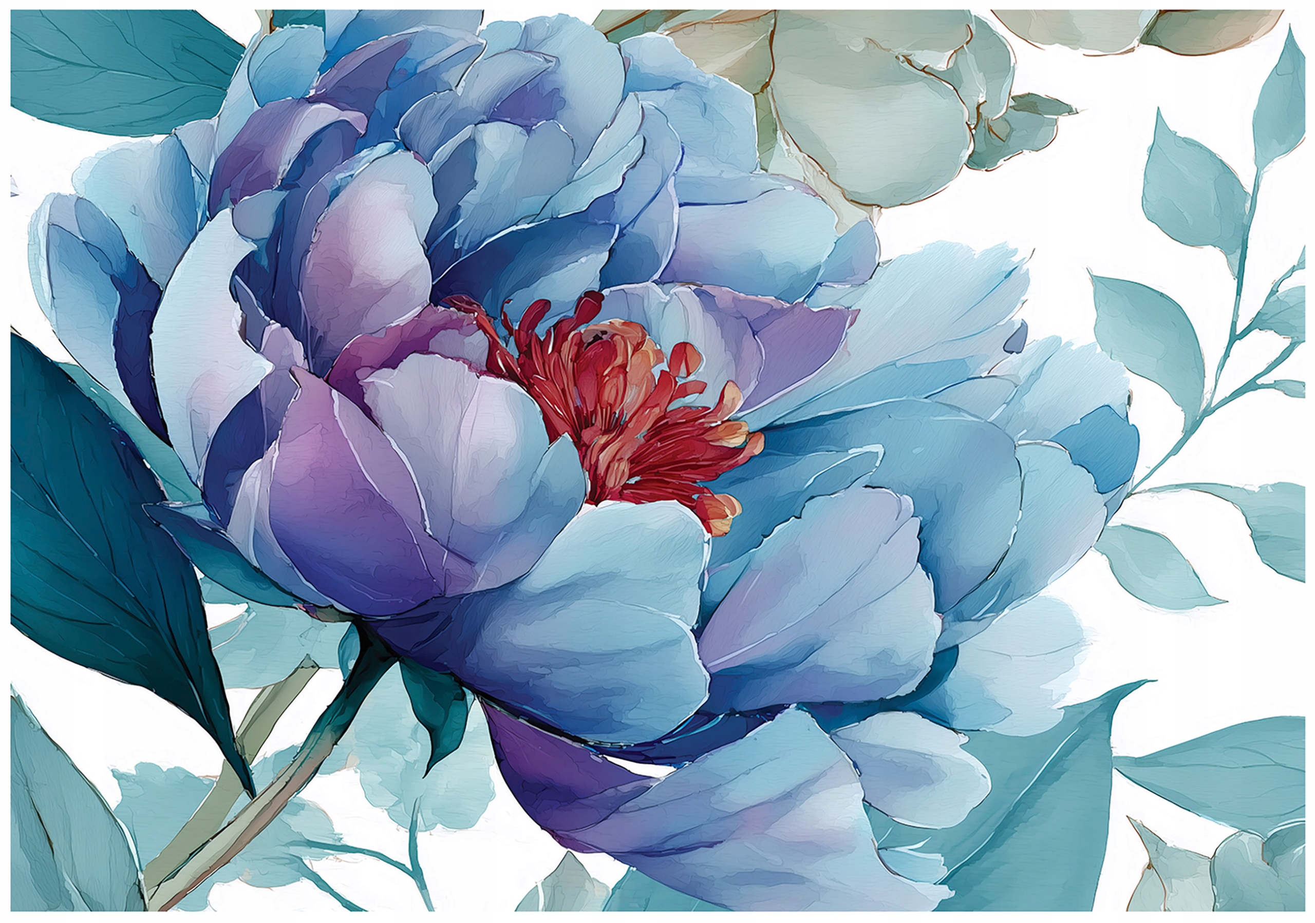 Peony flowers wall mural, leaves, bedroom, living room, non-woven wallpaper,