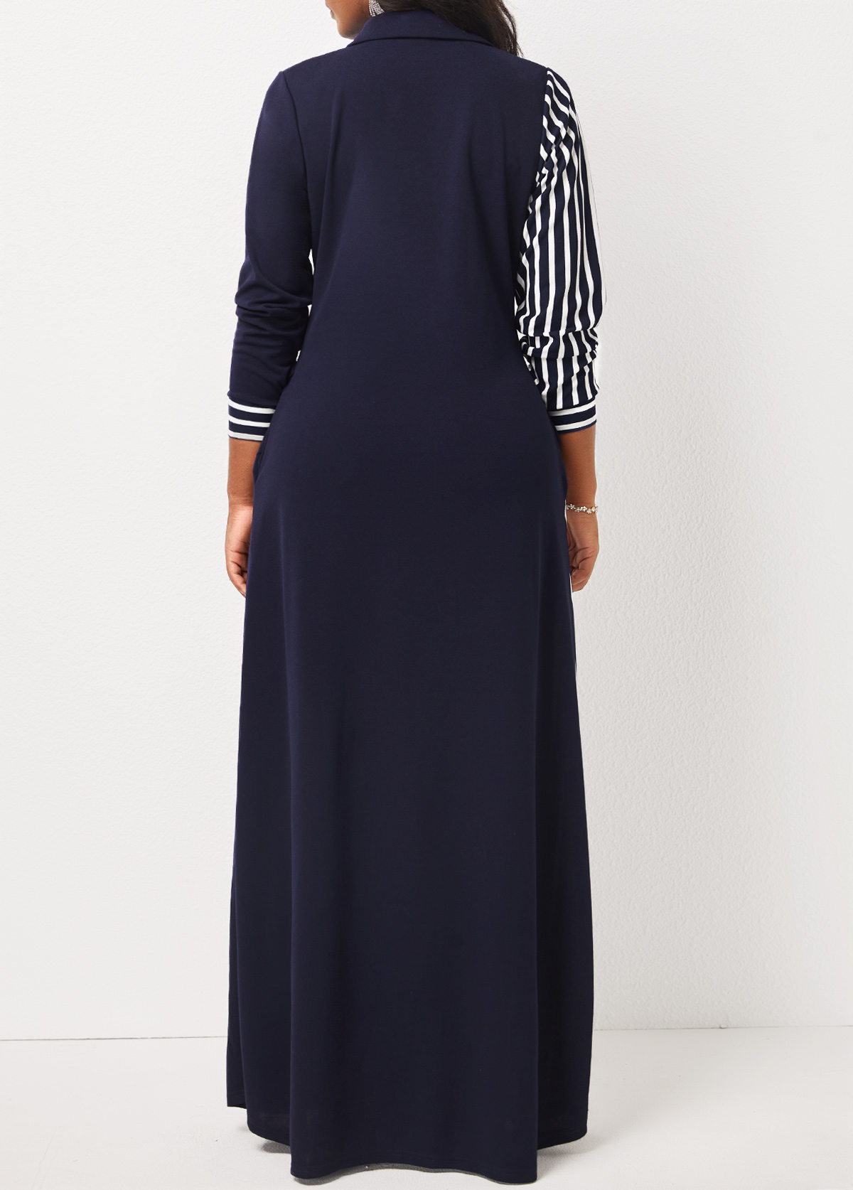 Striped Pocket H Shape Maxi Dress