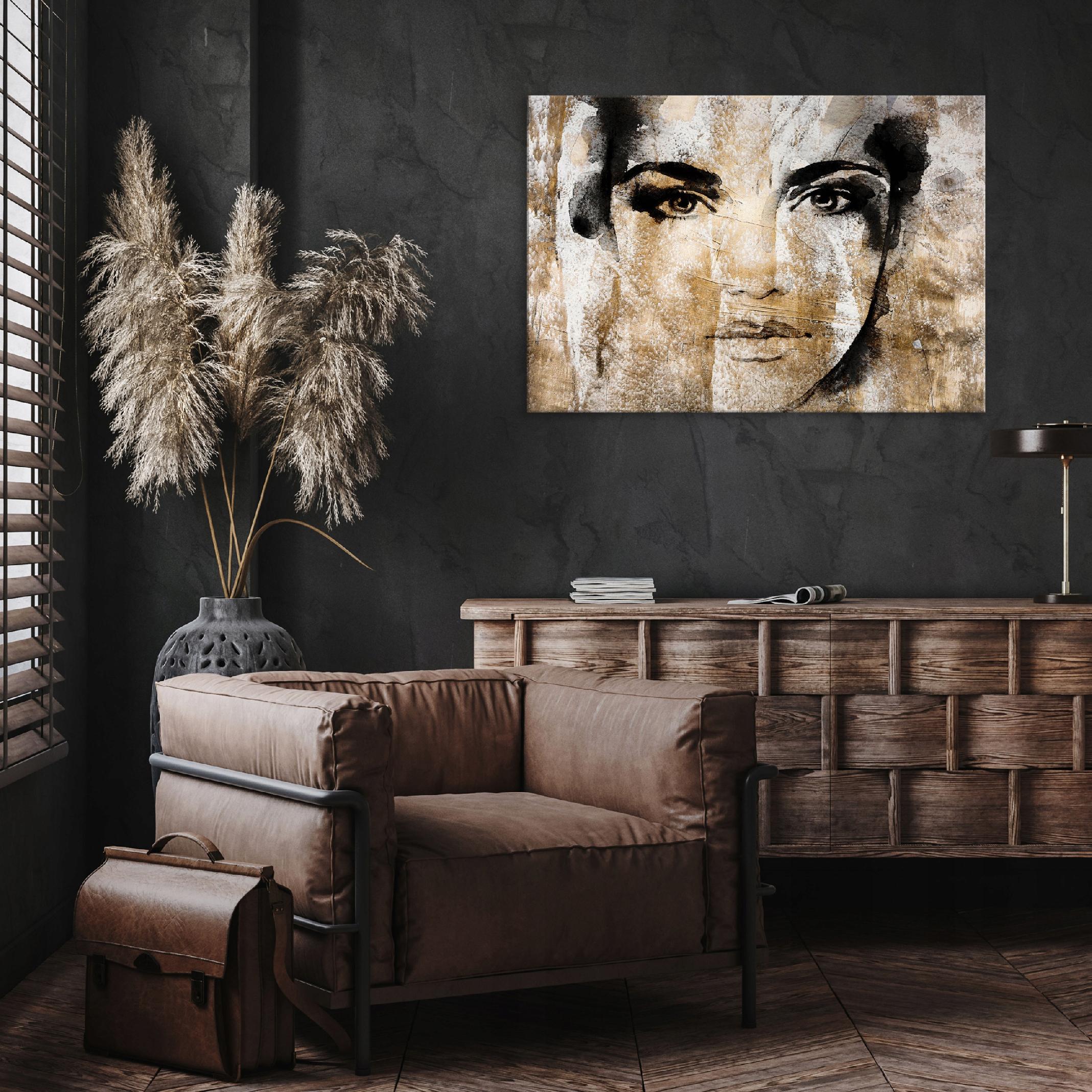 Canvas painting of a woman's face, large portrait, 60x40
