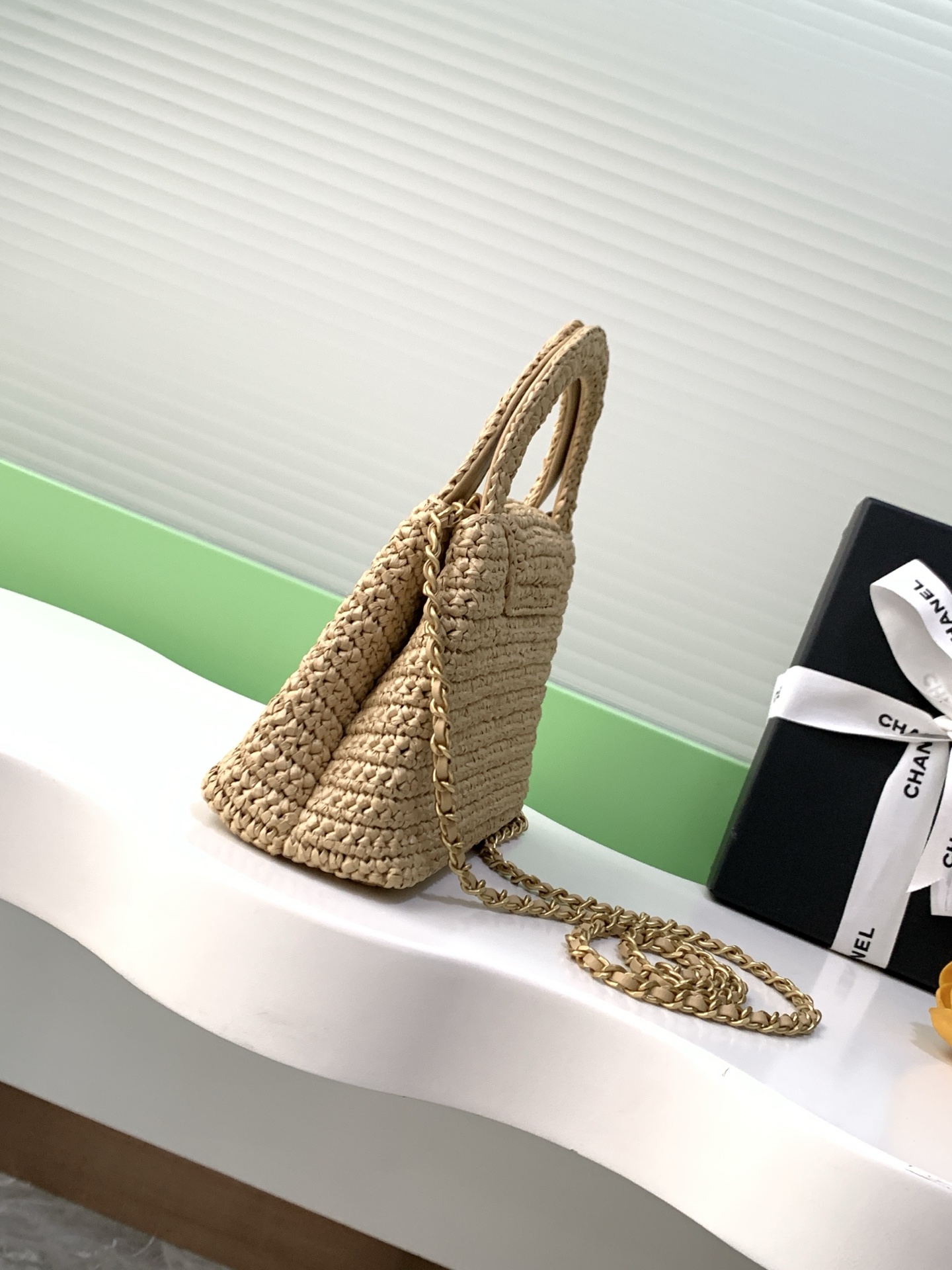 26C Cruise Raffia Mini Kelly Top Handle Bag - Mocuir