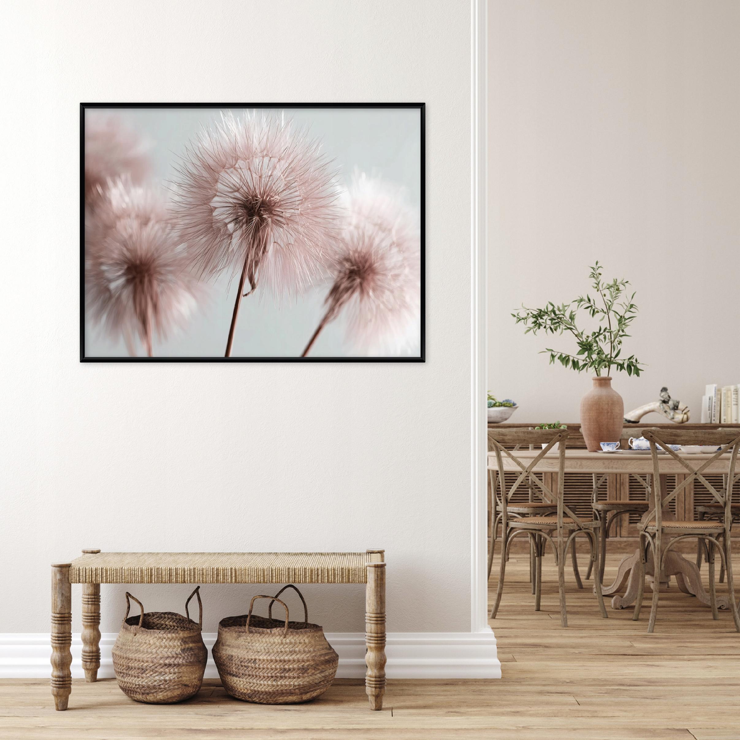 Black framed canvas painting, dandelion flowers, living room, bedroom, 40x30