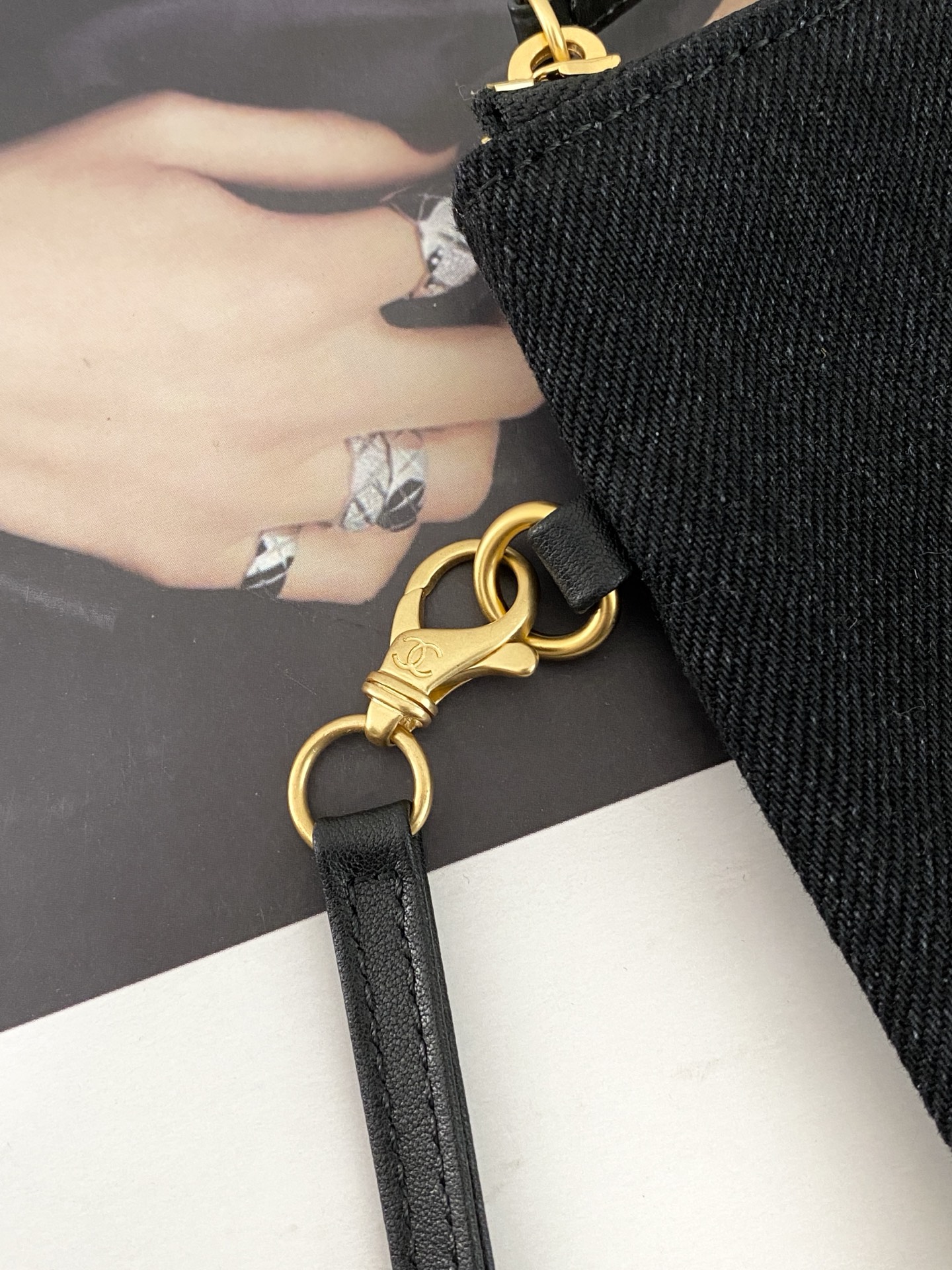 25C Small Hobo Bag in Black Washed Denim with Antique Gold Hardware (Model AS5293) - Mocuir