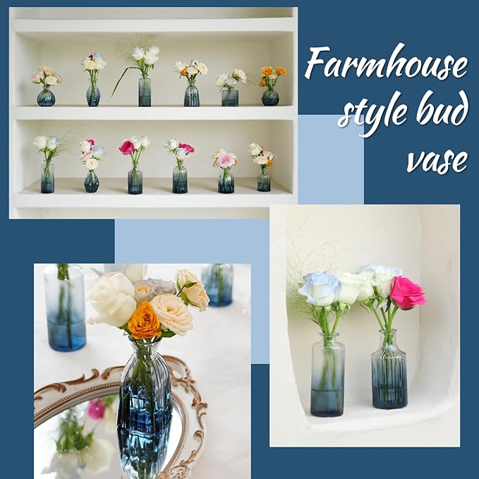 VASEA Black Vase, Bud Vases Set of 12