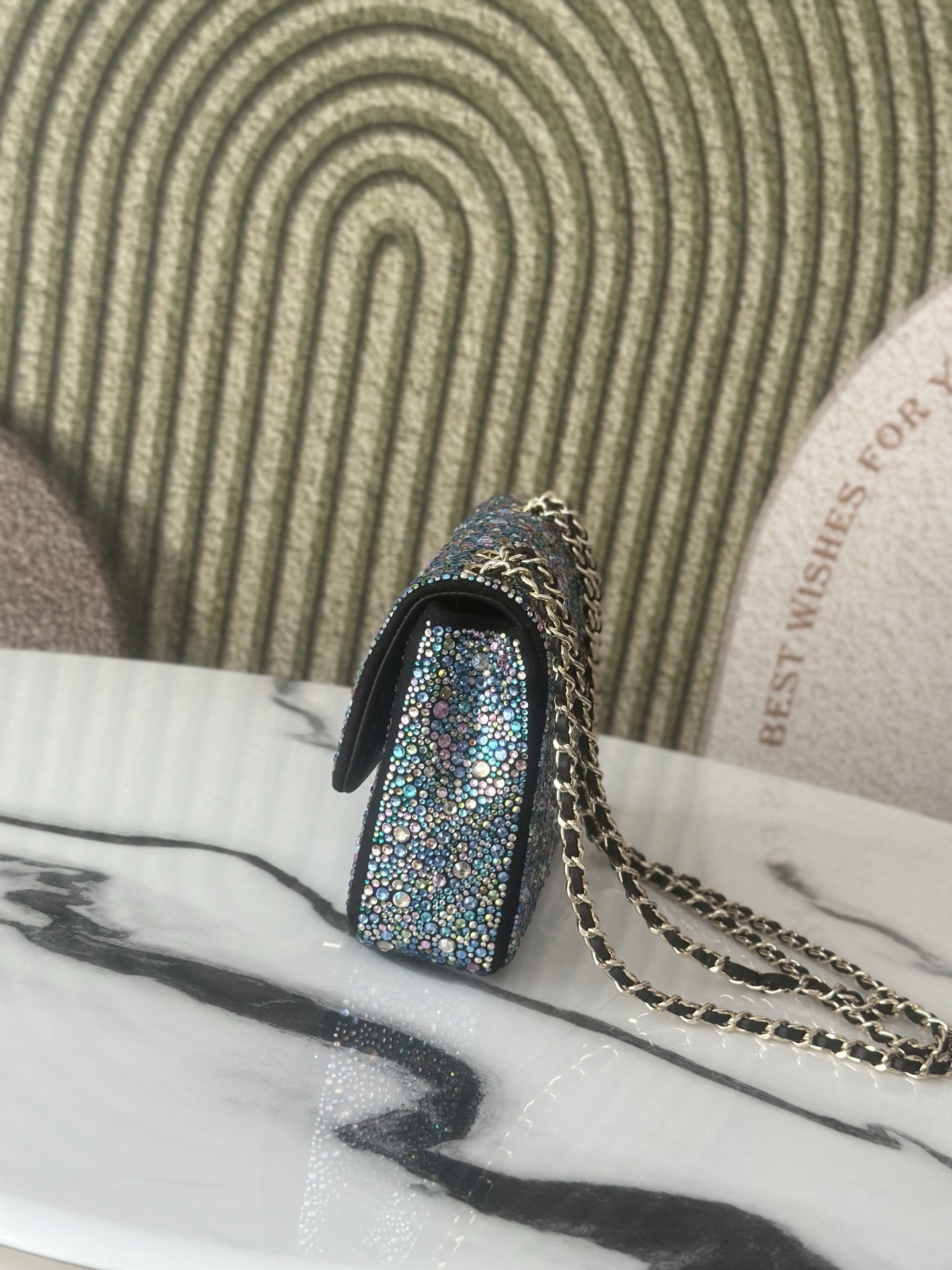 22C Classic Flap Mini Bag in Multicolor Strass Crystal (Gold Hardware) - Mocuir