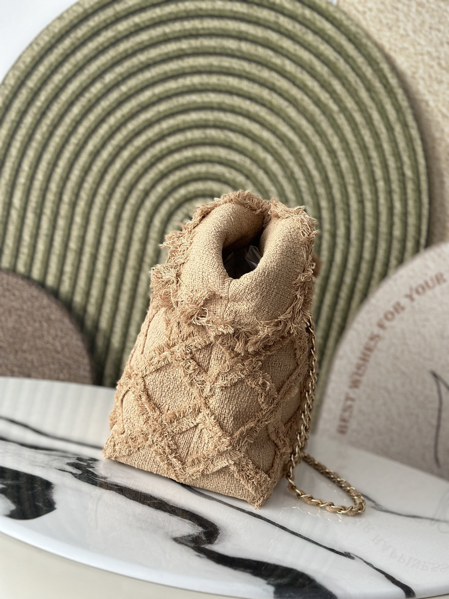 Spring Summer 2010 Coco Country Beige Straw and Tweed Framed Quilted Airport Tote Bag - Mocuir