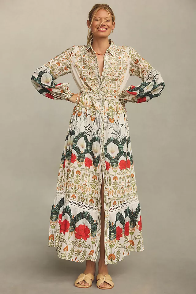 Printed Buttondown Shirt Dress BOTANICAL MOTIF