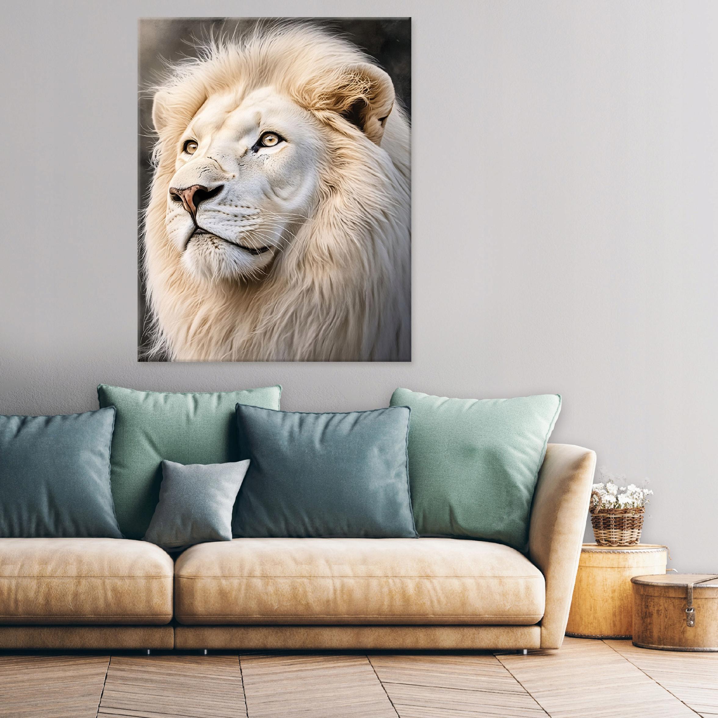 White lion animal painting for bedroom, living room, kitchen on canvas 40x30