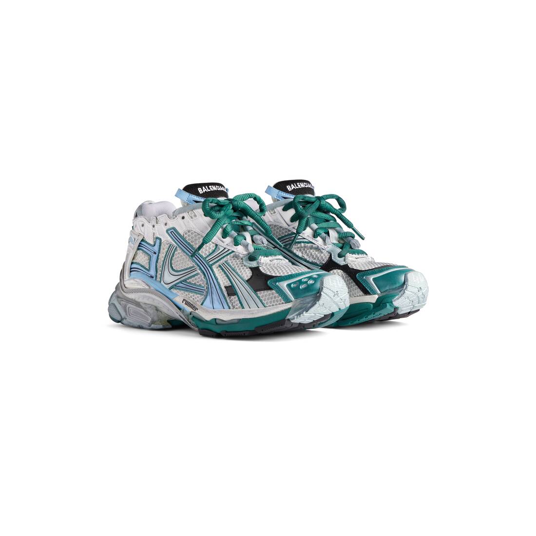 Womens Runner Sneaker in White/green/blue