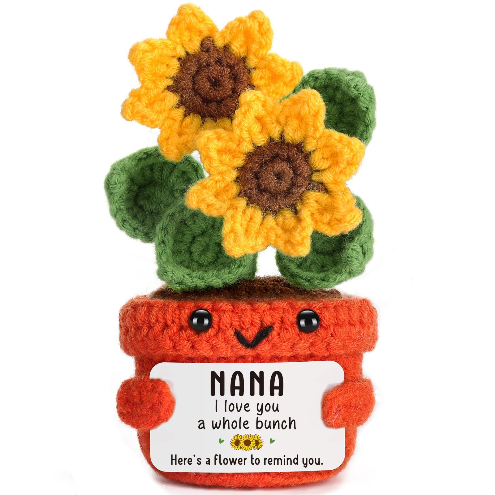 Wool knitted sunflower doll gift