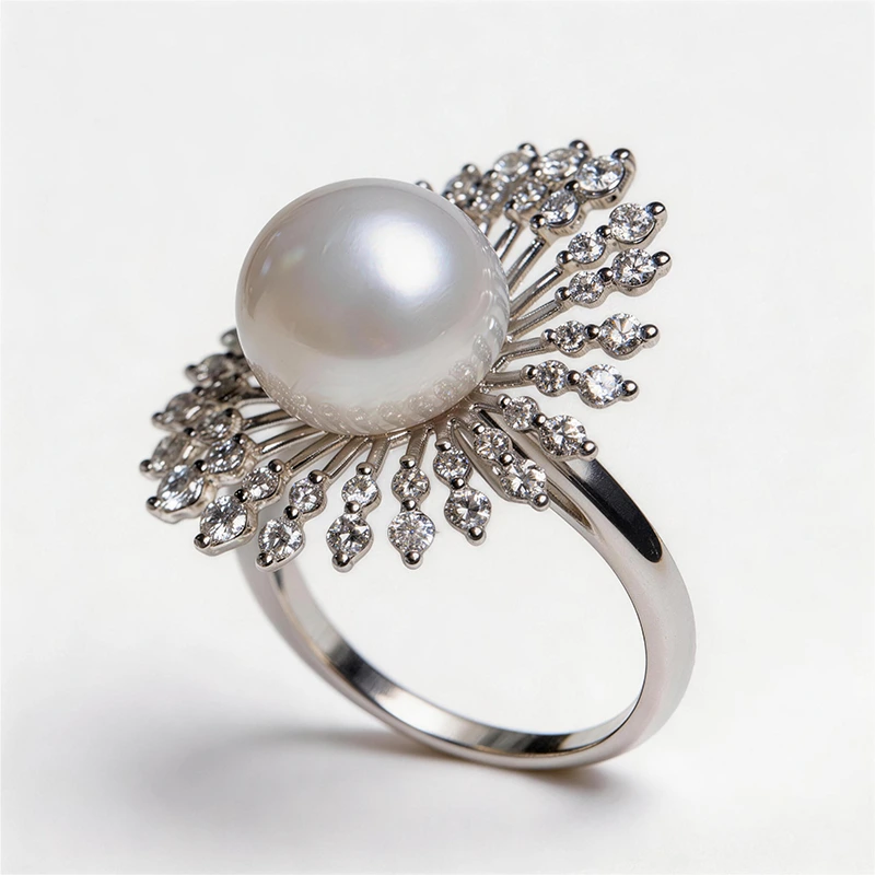 18k Gold Australian White Pearl Ring 10mm