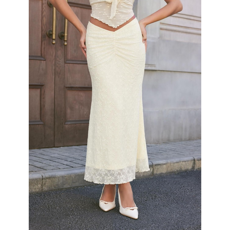 Maxi Skirts for Women Floral Lace