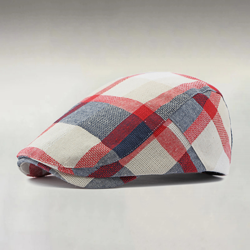 Men's Classic Plaid Print Adjustable Beret