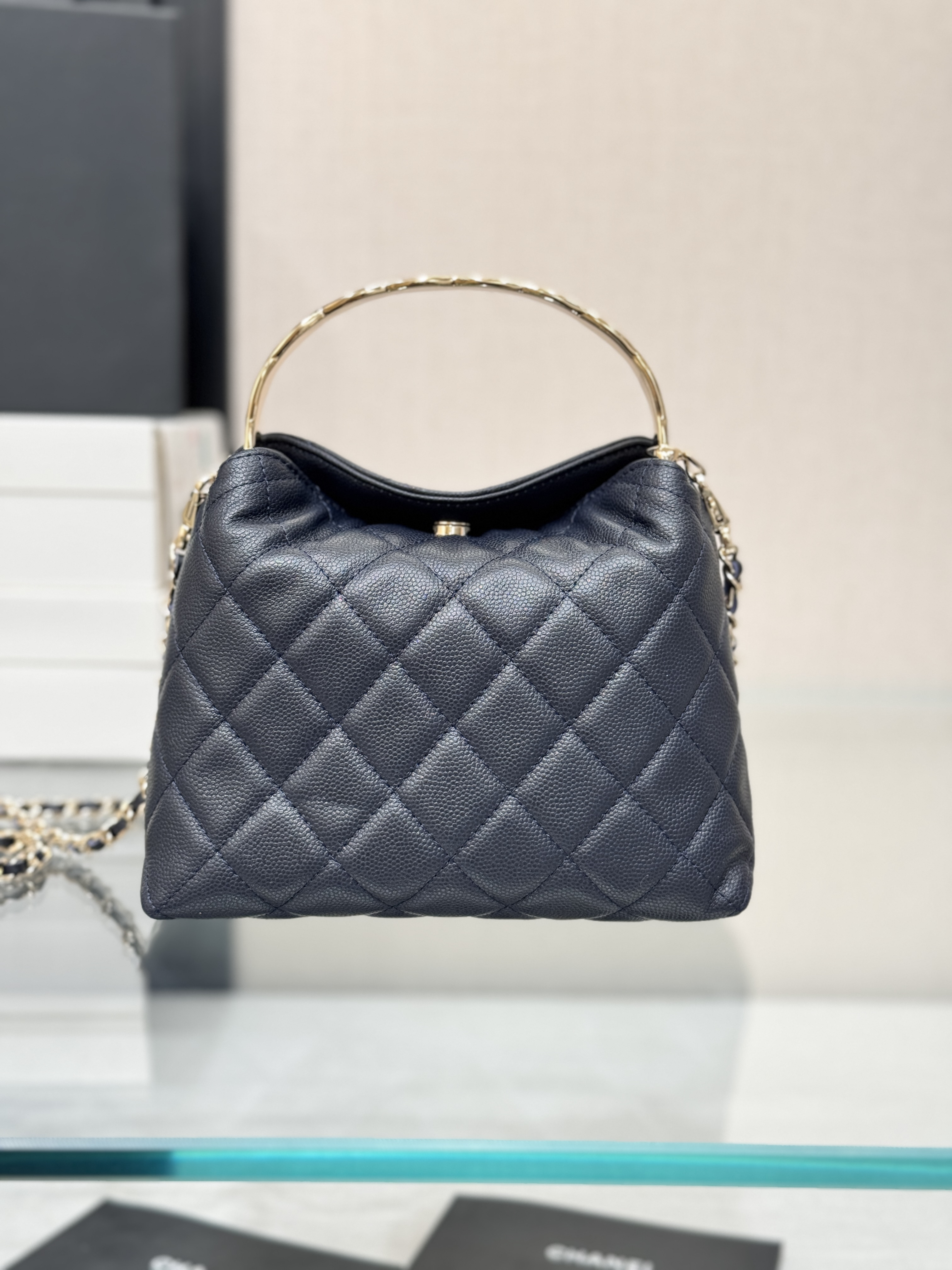 Metal Handle Bucket Bag（Royal Blue） - Mocuir