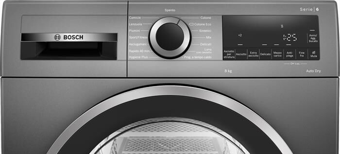 BOSCH - Asciugatrice Serie 6 WQG233DRIT 8Kg Classe C-Grigio antracite